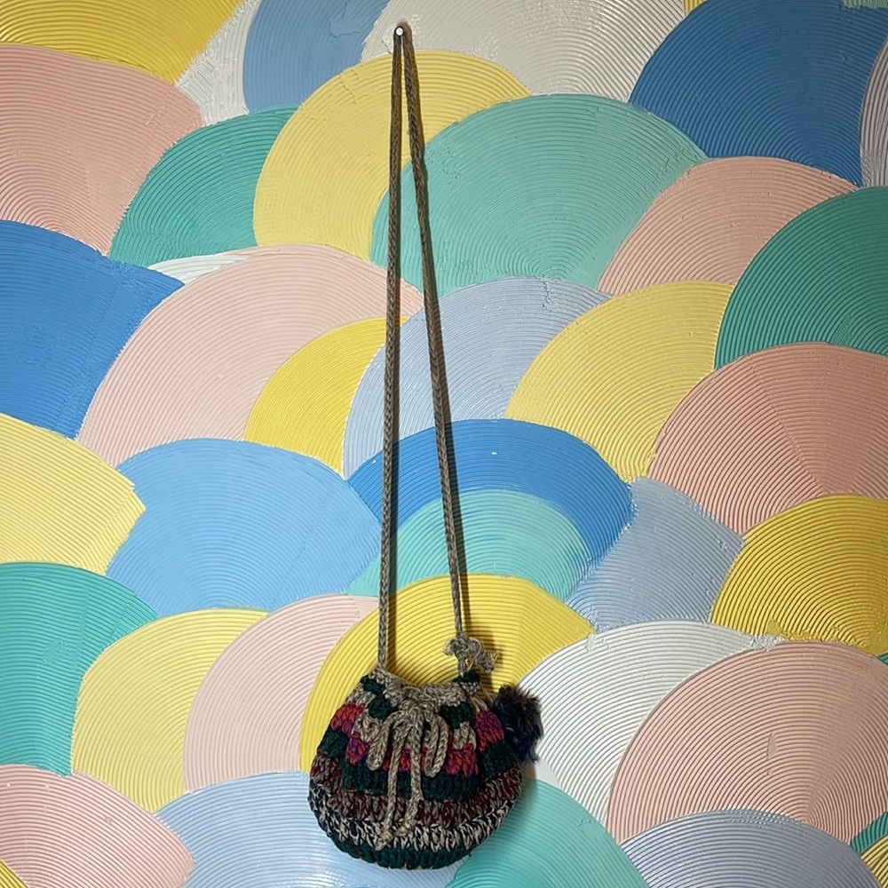 Mudd Knit Colorful Chunky Drawstring Purse Y2K Bag